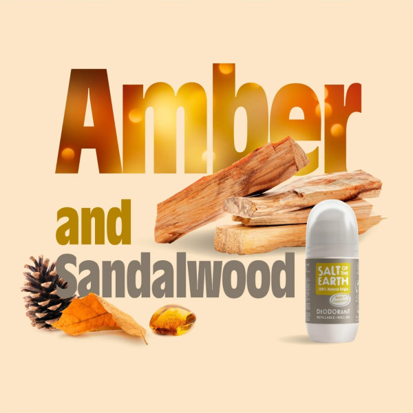 SALT OF THE EARTH - Amber & Sandalwood Αποσμητικό Roll-On Refillable (vegan) - 75ml